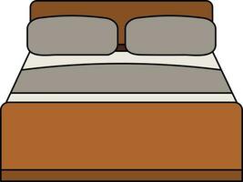 Double Bed Icon Or Symbol In Gray And Brown Color. vector
