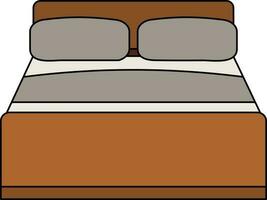 Double Bed Icon Or Symbol In Gray And Brown Color. vector