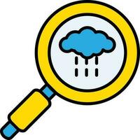 Isolated Searching Rainy Weather Icon In Blue And Yellow. vector