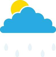 Sun Behind Cloud Icon In Yellow And Blue Color. vector