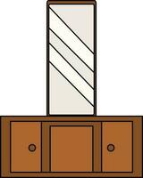 Dressing Table Icon In Gray And Brown Color. vector