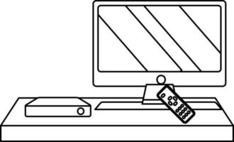 lcd con televisión caja icono en Delgado línea Arte. vector