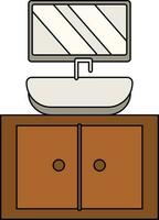 Sink Mirror Icon In Gray And Brown Color. vector