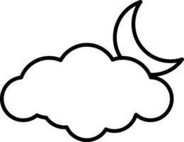 Isolated Cloud With Crescent Moon Icon In Linear Style. vector