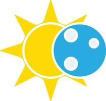 Isolated Solar Eclipse Icon In Blue And Yellow Color. vector