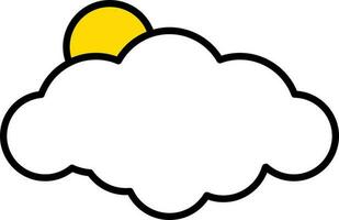 Sun Behind Cloud Icon In Yellow And White Color. vector