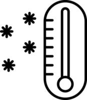 Black Outline Cold Thermometer Icon. vector