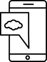 Linear Style Weather Message In Smartphone Icon. vector