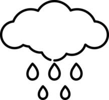 Isolated Rainy Cloud Icon In Stroke Style. vector