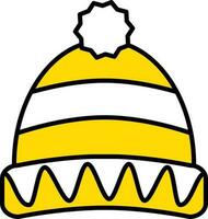 Vector Illustration Of Winter Hat In White And Yellow Color.