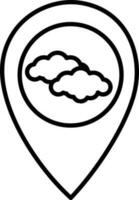 Cloud Location Pin Icon In Stroke Style. vector