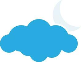 nube con creciente Luna icono en azul y blanco color. vector