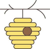 Beehive Icon In Yellow And Brown Color. vector