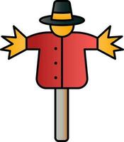 Flat Style Scarecrow Wearing Hat Colorful Icon. vector