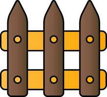 Brown And Yellow Fence Icon In Flat Style. vector