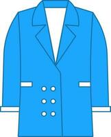 Coat Icon Or Symbol In Blue And White Color. vector