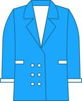 Coat Icon Or Symbol In Blue And White Color. vector