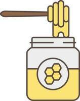 Honey Jar Icon In Yellow And Brown Color. vector