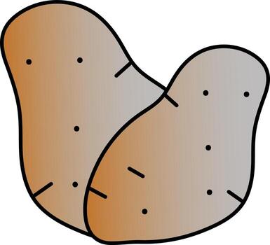 Flat Style Potatoes Icon In Gradient Tan Brown Color. vector