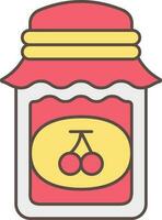 Cherry Jam Jar Icon In Red And Yellow Color. vector