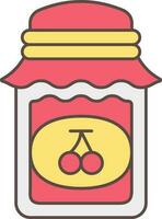 Cherry Jam Jar Icon In Red And Yellow Color. vector