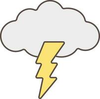 Cloud Flash Icon In Gray And Yellow Color. vector