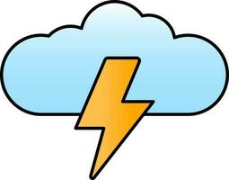 Lighting Bolt With Cloud Icon In Yellow And Blue Color. vector