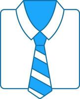 Illustration Of Shirt And Tie Icon In Blue And White Color. vector