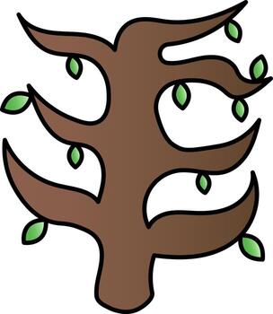 Tree Branch Icon In Green And Brown Color. vector