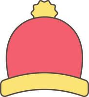 Beanie Or Woolen Cap Icon In Red And Yellow Color. vector