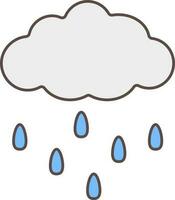 Rain Cloud Icon In Gray And Blue Color. vector