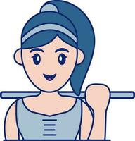 Woman Athletics Icon In Blue And Peach Color. vector