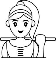 Woman Athletics Icon In Black Outline. vector