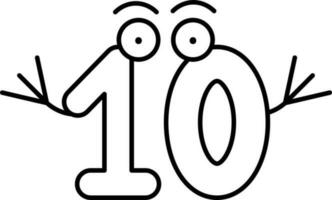 Line Art Illustration of Ten Funny Number Icon. vector