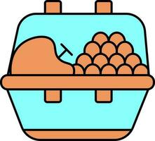 Cyan and Orange Food Bucket Icon. vector