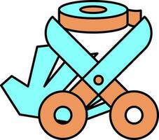 Flat Style Paper with Scissors and Measuring Tape Icon for Crafting. vector