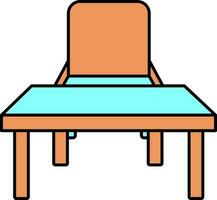 Cyan and Orange Table and Chair Icon on White Background. vector