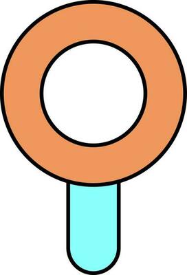 Illustration of Cyan and Orange Magnifying Glass Icon.