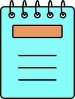 Cyan Notepad Icon in Flat Style. vector