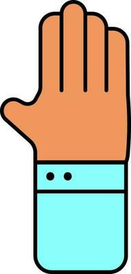 Isolated Hand Up Icon in Cyan and Orange Color.