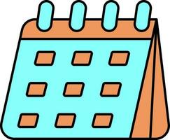 Cyan and Orange Calendar Icon in Flat Style. vector