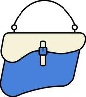 Ladies Handbag Icon In Blue And Beige Color. vector