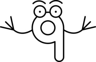 Nine Funny Number Icon in Line Art. vector