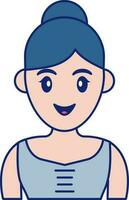 Woman Icon In Blue And Peach Color. vector