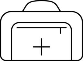 First Aid Kit Or Handbag Icon In Thin Line Art. vector