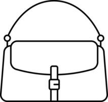 Female Handbag Or Side Bag Icon In Black Line Art. vector