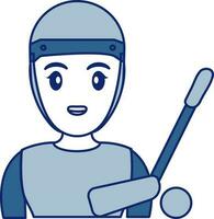 Girl Golf Player Icon In Blue And White Color. vector