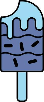 Flat Style Ice Cream Stick Icon In Blue Color.