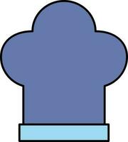 Flat Style Chef Hat Icon In Blue Color. vector