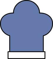 Flat Style Chef Hat Icon In Blue And White Color. vector